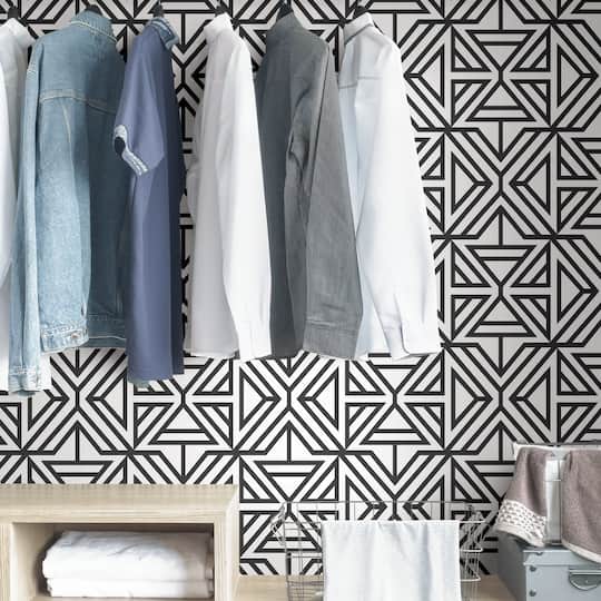 NuWallpaper Black Linear Peel & Stick Wallpaper